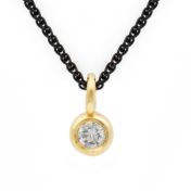 Enchanted Sparkle Necklace with a Diamond in 14k Gold [Black Sterling Silver Chain]