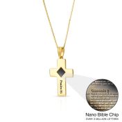 Engraved Cross Necklace with Nano Bible [18K Gold Vermeil]