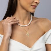 Engraved Cross Necklace with Nano Bible [18K Gold Vermeil]