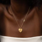 Ties of Heart Engraved Map Necklace with Nano Bible [14 Karat Gold]