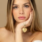 Ties of Heart Engraved Map Necklace with Nano Bible [14 Karat Gold]