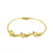 Family Path Name and Birthstone Bracelet [18K Gold Plated]