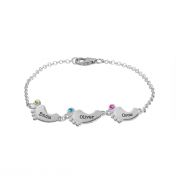 Family Path Name and Birthstone Bracelet [Sterling Silver]