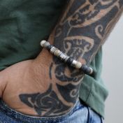 Family Tree Men Name Bracelet with Picasso Jasper Stones