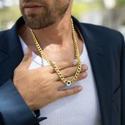 Two-Tone Cuban Link Chain For Men - Silver Nano Bible