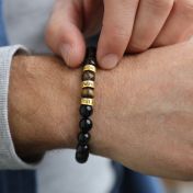 Green Tiger Eye Men Name Bracelet - 18K Gold Vermeil