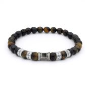 Green Tiger Eye Men Name Bracelet with Nano Bible [Sterling Silver]