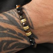 Green Tiger Eye Men Name Bracelet - 18K Gold Vermeil
