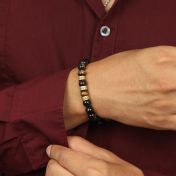 Green Tiger Eye Men Name Bracelet - 18K Gold Vermeil