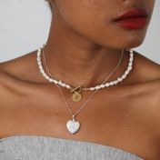 Round Braille Initial Pearl Necklace