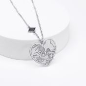 Ties of Heart Engraved Map Necklace with Nano Bible [Sterling Silver]
