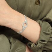 Herringbone Circle Name Bracelet [Sterling Silver]