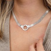 Herringbone Circle Name Necklace [Sterling Silver]