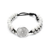 Precious Spot Howlite Engraved Map Bracelet [Sterling Silver]