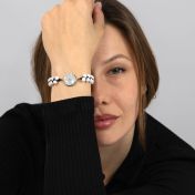 Precious Spot Howlite Engraved Map Bracelet [Sterling Silver]