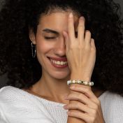 Howlite Women Name Bracelet With Nano Bible [18K Gold Vermeil]