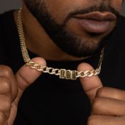 Iced Cuban Link Chain With Cross - 18K Gold Plated
