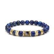 Lapis Lazuli Men Name Bracelet with Nano Bible - 18K Gold Vermeil