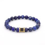 Lapis Lazuli Men Bracelet with Nano Bible - 14 Karat Gold