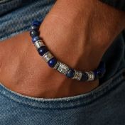 Family Tree Men Name Bracelet with Lapis Lazuli Stones