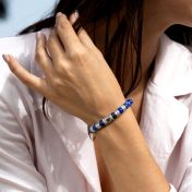 Lapis Lazuli Women Name Bracelet with Nano Bible [Sterling Silver]