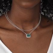 Touch of Nature Malachite Necklace - Horizontal [Sterling Silver]