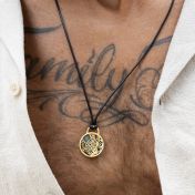 Navigator's Map Men Necklace – 18K Gold Vermeil / Black Cord