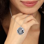 Memories Circle Silhouette Map Necklace [Sterling Silver]