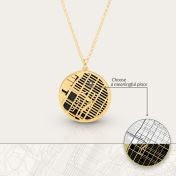 Memories Circle Map Silhouette Necklace [18K Gold Plated]