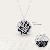 Memories Circle Silhouette Map Necklace [Sterling Silver]