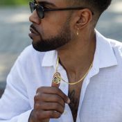 Navigator's Map Men Necklace with Cuban Chain – 18K Gold Plated 