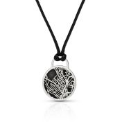 Navigator's Map Men Necklace – Sterling Silver / Black Cord
