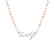 Paperclip Style Glam Name Necklace [Sterling Silver / 18k Rose Gold Plated Chain]
