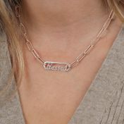 Paperclip Style Name Necklace [Sterling Silver / 18k Rose Gold Plated Chain]