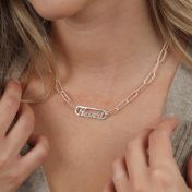 Paperclip Style Name Necklace [Sterling Silver / 18k Rose Gold Plated Chain]