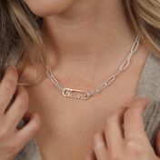 Paperclip Style Name Necklace [Sterling Silver / 18k Rose Gold Plated Pendant]