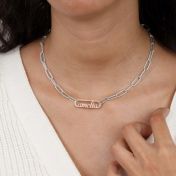 Paperclip Style Name Necklace [Sterling Silver / 18k Rose Gold Plated Pendant]