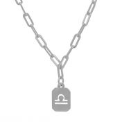 Paperclip Style Zodiac and Herringbone Necklace Set [Sterling Silver]