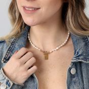 Pearl Beauty Braille Initial Necklace