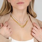 Pearl Necklace with [18K Gold Plated] Beads