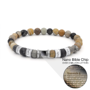 Picasso Jasper Men Name Bracelet with Nano Bible