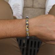 Picasso Jasper Men Name Bracelet with Nano Bible - 18K Gold Vermeil