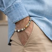 Picasso Jasper Men Name Bracelet - 18K Gold Vermeil