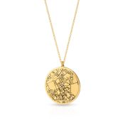 Precious Spot Engraved Map Necklace [14 Karat Gold]