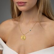 Precious Spot Engraved Map Necklace with Nano Bible [14 Karat Gold]