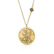 Precious Spot Engraved Map Necklace with Nano Bible [14 Karat Gold]
