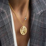 Precious Spot Map Necklace with Nano Bible [14 Karat Gold]