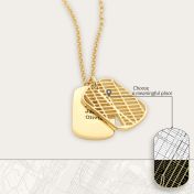 Small Map Tag Engraved Necklace [18K Gold Plated]