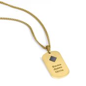 Engraved Tag Necklace for Men with Nano Bible - 18K Gold Plated