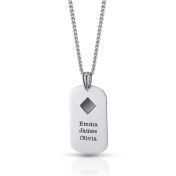 Engraved Tag Necklace for Men with Nano Bible - Sterling Silver